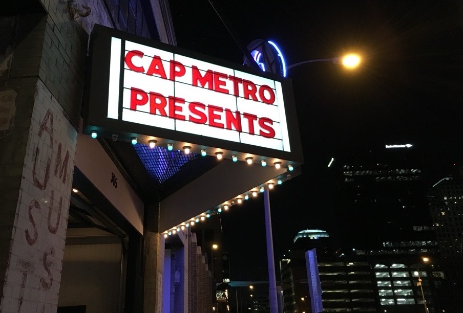 CapMetro Presents sign outside Antone's music venue and club