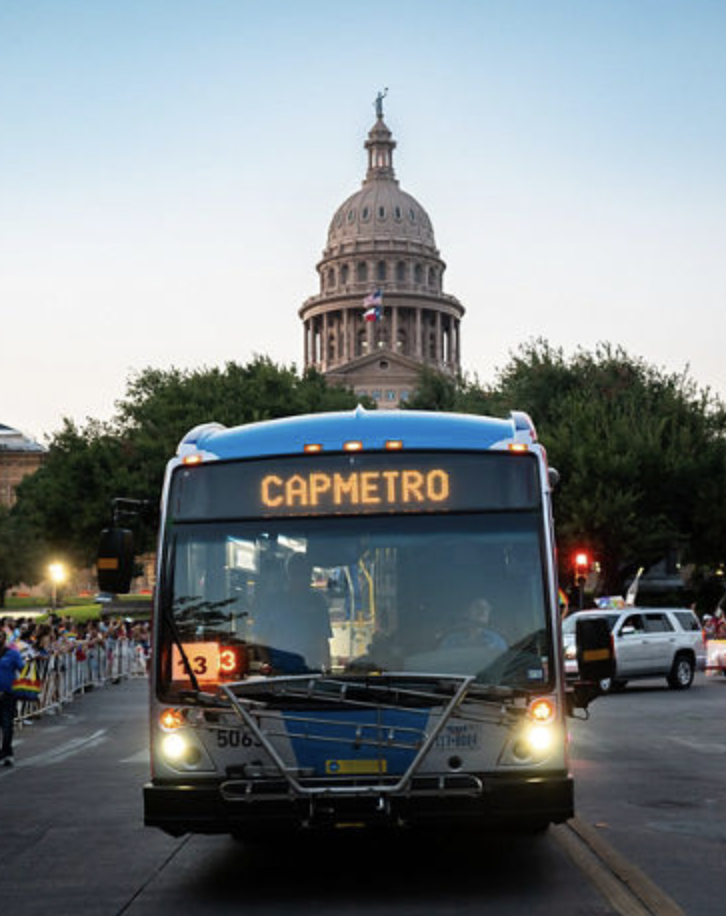 CapMetro Capitol CapMetro bus in front of the Capitol