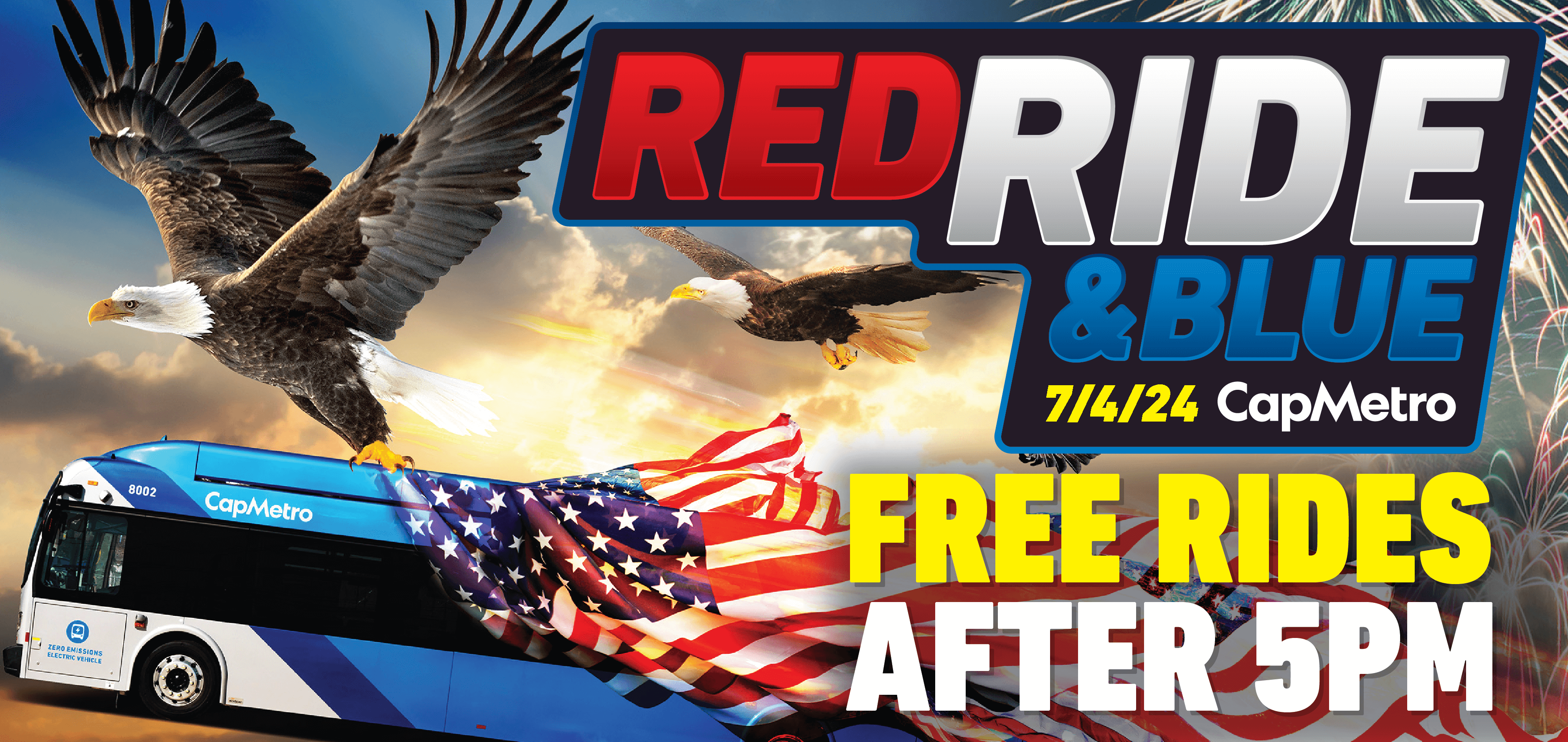 Red Ride and Blue, free rides after 5pm on July 4