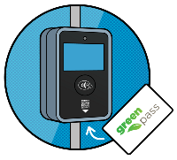illustration of green pass being presented to a bus validator